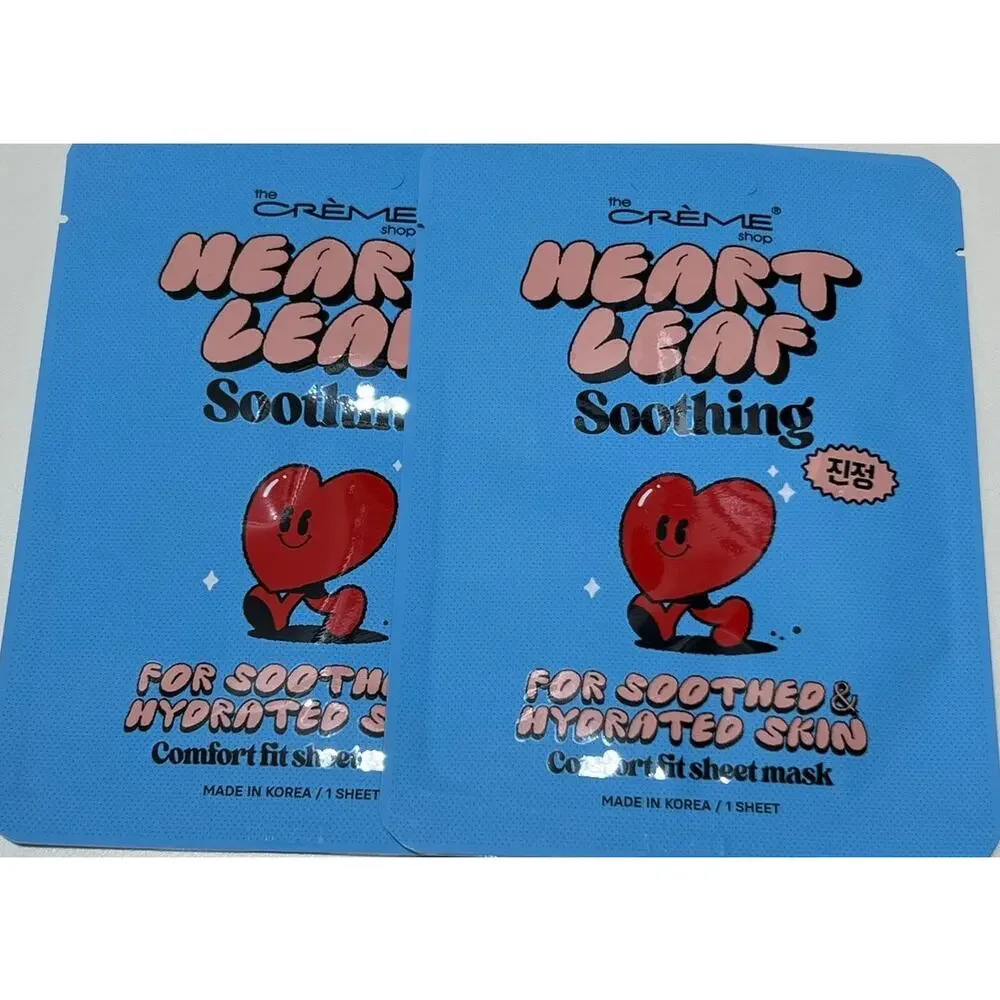 The Crème Shop Heartleaf Face Masks Set of 2 Soothing K-Beauty Skincare